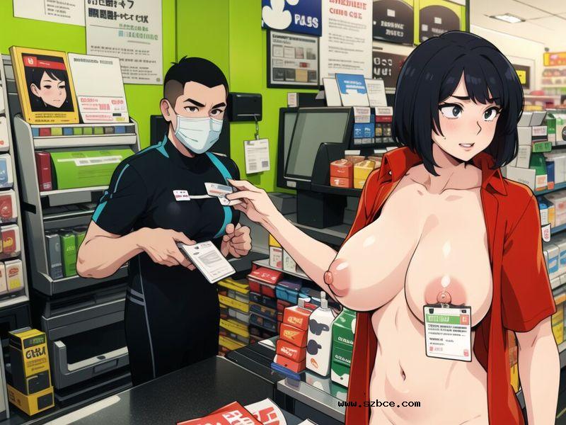 【AI生成】露出少女在快餐店和超市