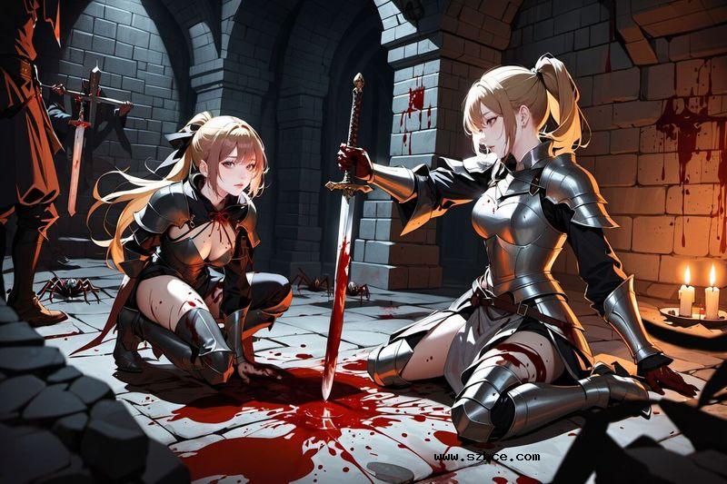 【AI漫画】堕入暗黑地牢 [血腥版]