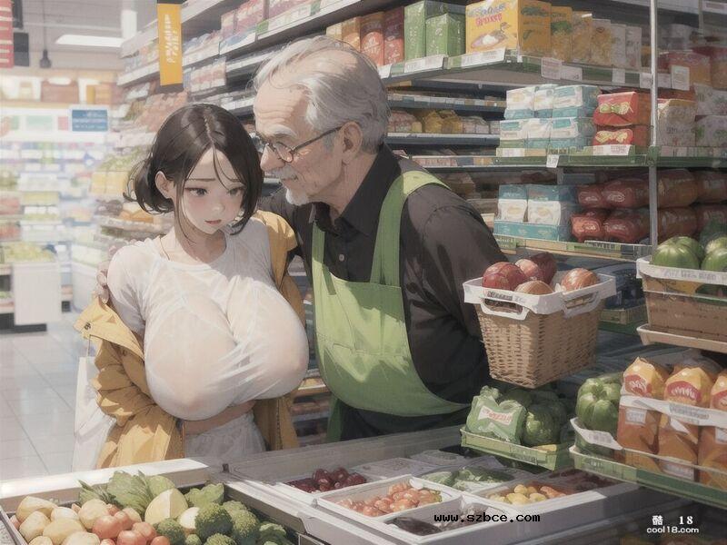 【AI生成】陪公公去買菜的巨乳人妻