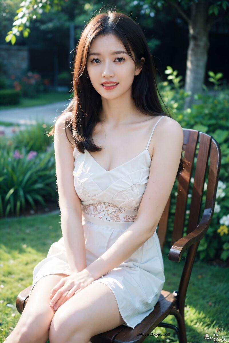 【AI生成】清纯唯美的校花在庭院全裸日光浴