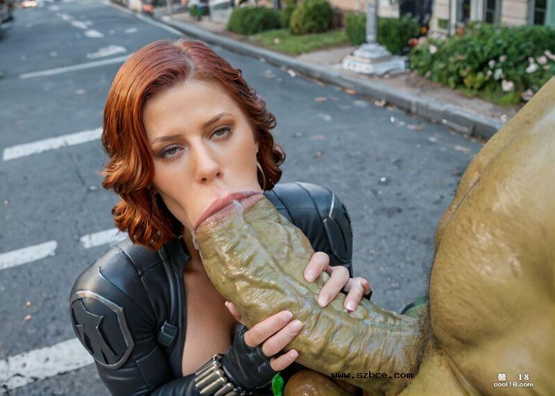 【AI生成】黑寡妇被绿巨人当众肛交