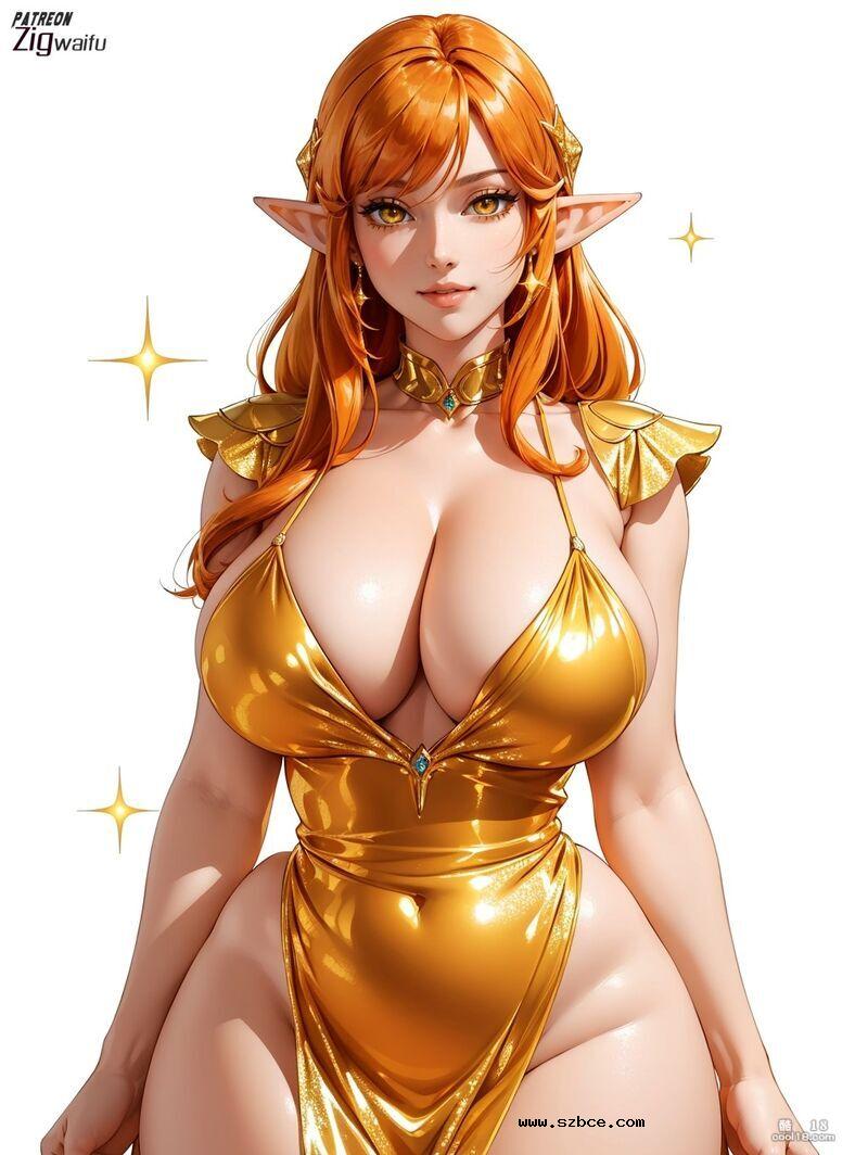 【AI生成】黄金般闪亮的精灵女