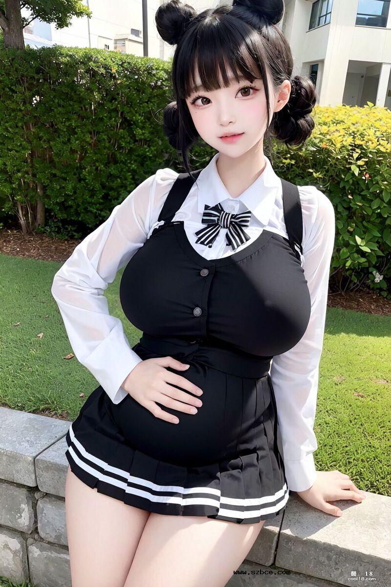 【AI生成】巨乳童颜 可爱的丸子头小孕妇