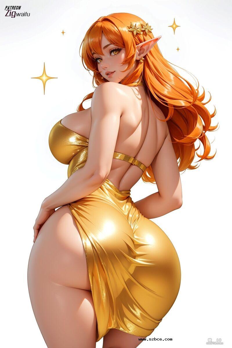 【AI生成】黄金般闪亮的精灵女