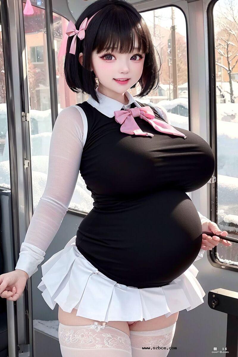 【AI生成】童颜巨乳的小姐姐被肏大了肚子