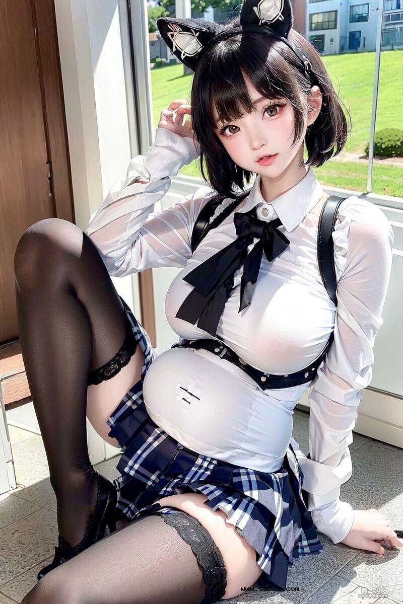 【AI生成】童颜巨乳的小姐姐被肏大了肚子