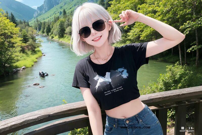 【AI生成】旅游时不忘露出的美丽少女