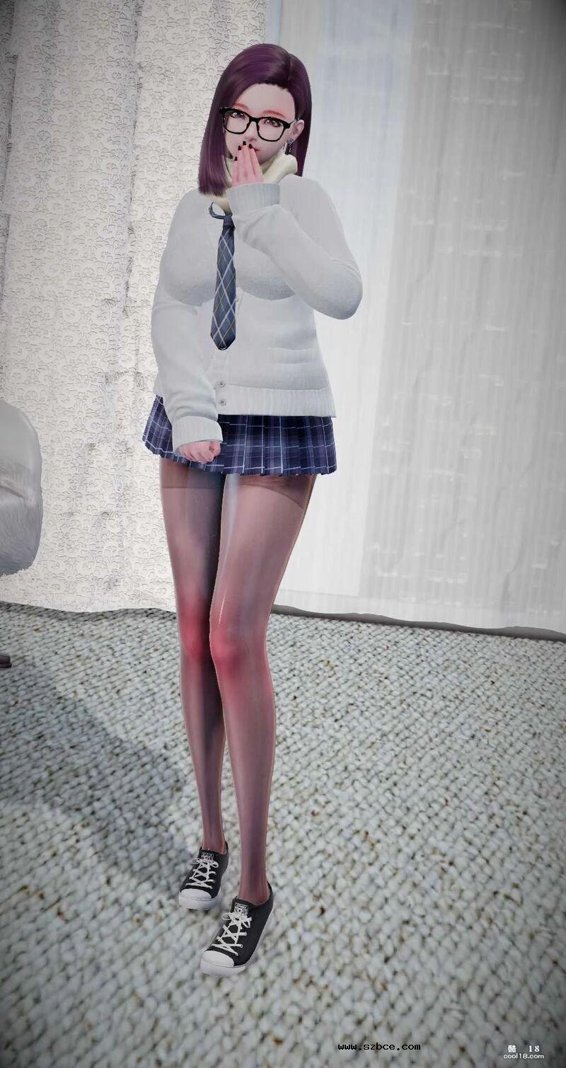 【3D】没赶上末班车的眼镜娘