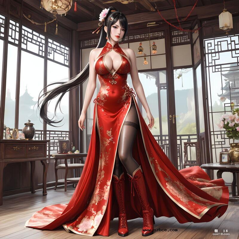 【AI生成】被鸡巴包围的红衣仙子