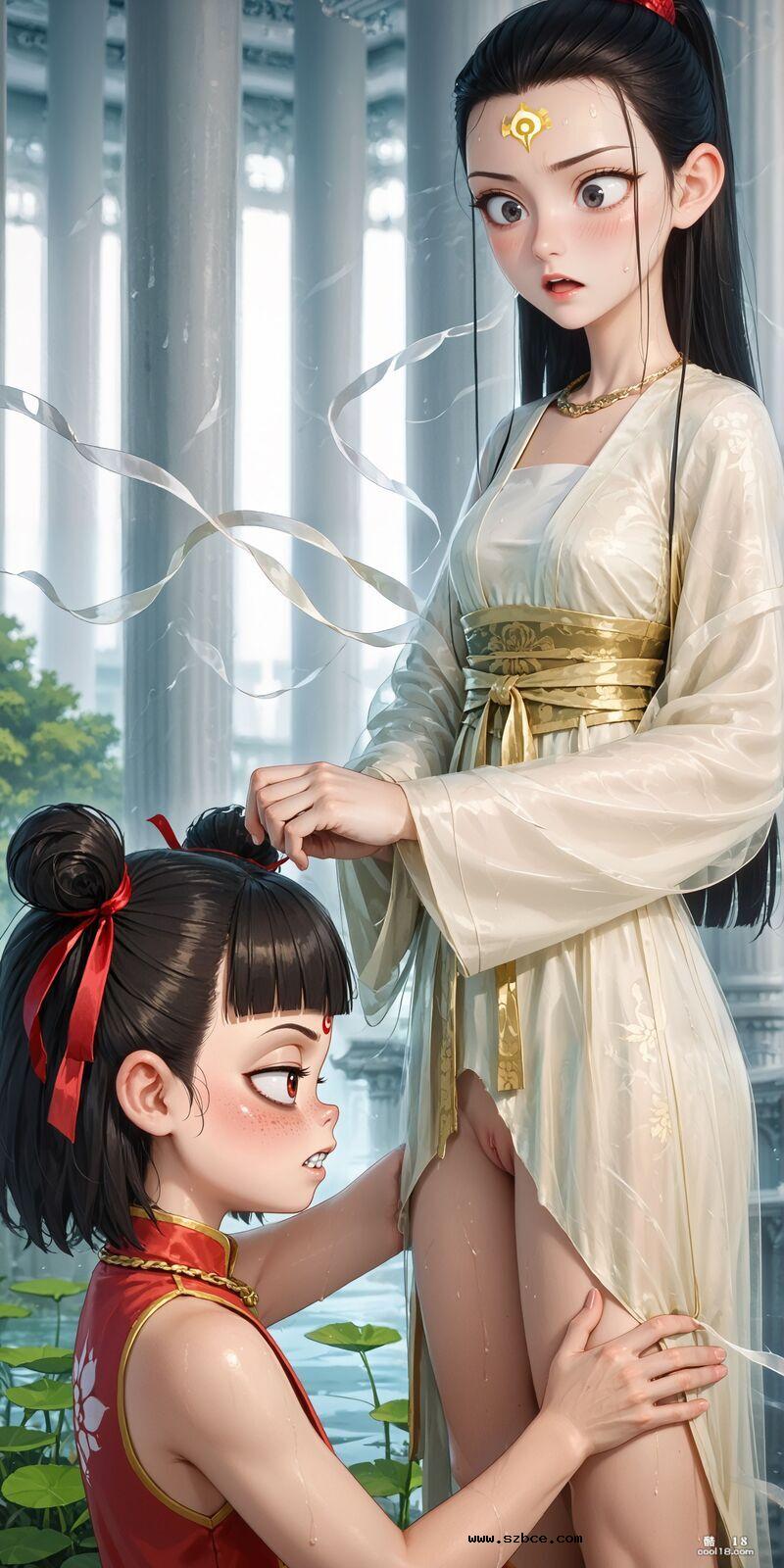 【AI漫画】魔童降世之哪吒肉碰肉大战鹤童姐姐（附原图）